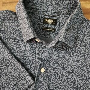 Faherty Reserve The Movement Polo Blue Leaf Horizon Lightweight Shirt Sz Small